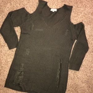 Cold shoulder sweater